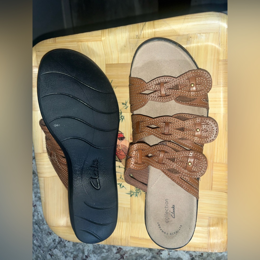Clarks Brown Leather Sandals